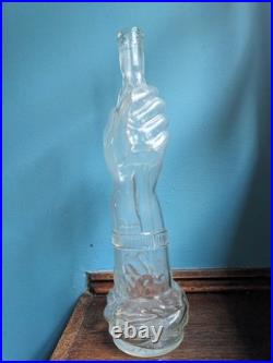 Hand With Dagger Glass Decanter Bottle Vintage Made In Italy