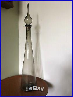 Huge Empoli Glass Vintage Italy Smoke Decanter Genie Bottle Vase 27 RED LABEL