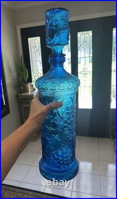 ITALY VTG NICE 20 Mid Century BLUE GLASS DECANTER BOTTLE EMPOLI MCM