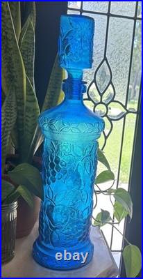 ITALY VTG NICE 20 Mid Century BLUE GLASS DECANTER BOTTLE EMPOLI MCM