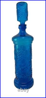ITALY VTG NICE 20 Mid Century BLUE GLASS DECANTER BOTTLE EMPOLI MCM