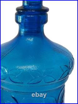 ITALY VTG NICE 20 Mid Century BLUE GLASS DECANTER BOTTLE EMPOLI MCM