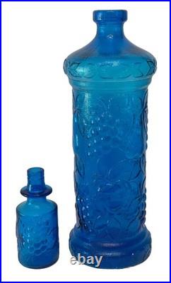 ITALY VTG NICE 20 Mid Century BLUE GLASS DECANTER BOTTLE EMPOLI MCM