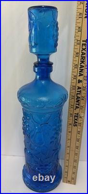ITALY VTG NICE 20 Mid Century BLUE GLASS DECANTER BOTTLE EMPOLI MCM