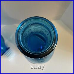 Italian EMPOLI Blue Glass Cat Decanter Genie Style Bottle with Stopper 15 VGC