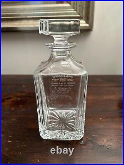 Jack Daniel's Vintage Square Crystal Spririts Decanter with Stopper and Glasses