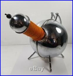 Jenaer Space Age Glass Chrome Textiel Decanter with Lid Barware Vintage
