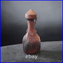 Jeype vintage Spanish glass decanter wrapped in embossed, tooled leather Bottle