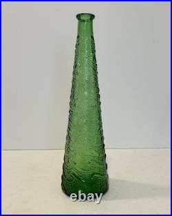LARGE VTG MCM Empoli Green Wave Genie Bottle Decanter Italy with Flame Stopper