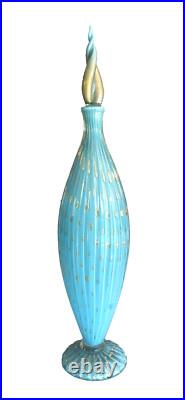 LG Vintage Blue 19 1/2 BARBINI Murano CAMER Glass Sticker Genie Bottle Decanter