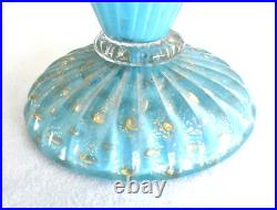 LG Vintage Blue 19 1/2 BARBINI Murano CAMER Glass Sticker Genie Bottle Decanter