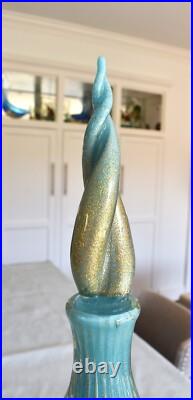 LG Vintage Blue 19 1/2 BARBINI Murano CAMER Glass Sticker Genie Bottle Decanter