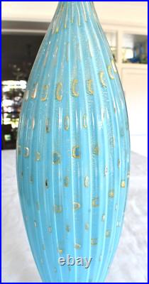 LG Vintage Blue 19 1/2 BARBINI Murano CAMER Glass Sticker Genie Bottle Decanter