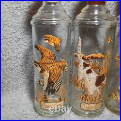 LOT (5) Vintage Cabin Still Sportsman's Collection glass whiskey decanters 60's
