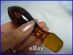 LOVELY VINTAGE OPAQUE & ETCHED BROWN GLASS BOHEMIAN DECANTER WithSTOPPER