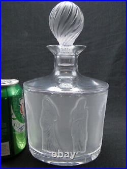 Lalique France Femmes Decanter w Stopper Clear & Frosted Crystal Glass signed