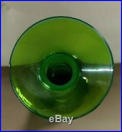 Large 22 Vintage Mid Century Modern Green Blenko Vase / Decanter w Stopper