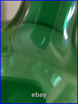 Large Green Vintage Italian Empoli Glass Genie Bottle Decanter 22 MCM