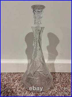 Large Vintage American Brilliant Cut Clear Crystal Glass Decanter Wine Liquor Large Vintage American Brilliant Cut Clear Crystal Glass Decanter Wine Liquor
