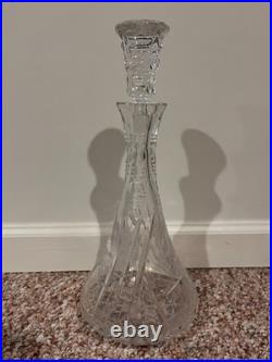 Large Vintage American Brilliant Cut Clear Crystal Glass Decanter Wine Liquor