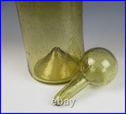 Large Vintage Biot French Blown Glass Wine Decanter France Bubble Yellow Bottle