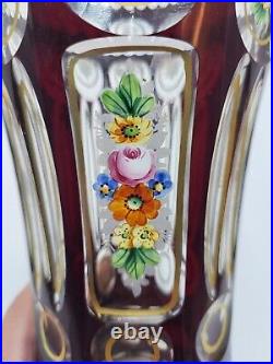 Large Vintage Bohemian Cut To Clear Crystal Vase Made In Czechoslovakia