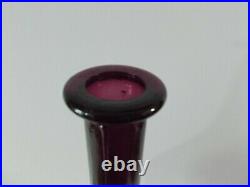 Large Vintage Empoli-like Purple Amethyst Glass Genie Bottle Decanter MCM 1960s