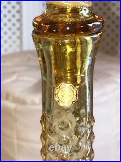 Large Vintage Italian Empoli Tall Glass Genie Amber Bubble Grape Decanter 50cm