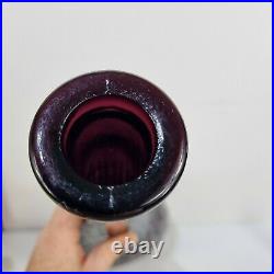 Large Vintage Purple Amethyst Quilted Empoli Hand Blown Genie Bottle Decanter