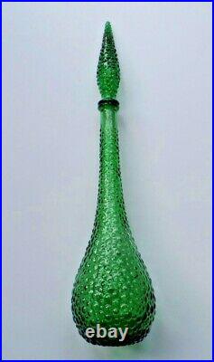 Large Vintage Retro Empoli Glass Italy Green Genie Bottle Decanter MCM