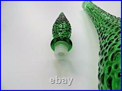 Large Vintage Retro Empoli Glass Italy Green Genie Bottle Decanter MCM