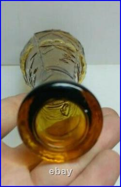 Large Yellow Amber Grapes Vintage MCM Italian Empoli Genie Bottle Decanter Glass