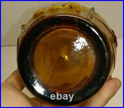 Large Yellow Amber Grapes Vintage MCM Italian Empoli Genie Bottle Decanter Glass