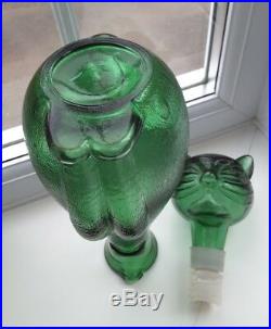 Large unusual vintage Empoli kitsch'Cat' decanter