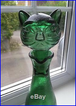 Large unusual vintage Empoli kitsch'Cat' decanter