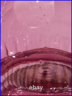 Larve Vintage Cranberry Art Glass Decanter Beautiful Etching On The Bottle NICE Larve Vintage Cranberry Art Glass Decanter Beautiful Etching On The Bottle NICE