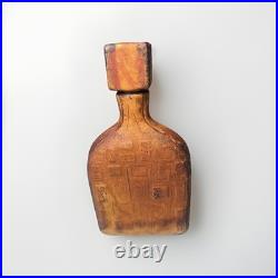 Leather Bound Vintage mid century modern Empoli Brutalist Bottle Made In Italy