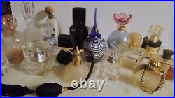 Lot 16 Vintage Glass Perfume Bottle Decanter Stopper Gucci, Paris, Italy Blue Pink