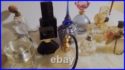 Lot 16 Vintage Glass Perfume Bottle Decanter Stopper Gucci, Paris, Italy Blue Pink