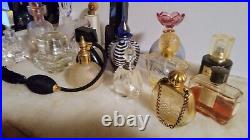 Lot 16 Vintage Glass Perfume Bottle Decanter Stopper Gucci, Paris, Italy Blue Pink