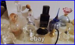 Lot 16 Vintage Glass Perfume Bottle Decanter Stopper Gucci, Paris, Italy Blue Pink