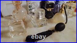 Lot 16 Vintage Glass Perfume Bottle Decanter Stopper Gucci, Paris, Italy Blue Pink