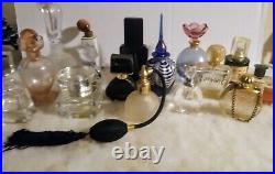 Lot 16 Vintage Glass Perfume Bottle Decanter Stopper Gucci, Paris, Italy Blue Pink