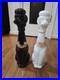 Lot-2-Vintage-Antique-Tall-Black-White-Glass-Poodle-Dog-Wine-Decanter-Bottles-01-jrmi