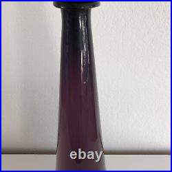 MCM 24.5 Tall Empoli Purple Amethyst Glass Bottle Decanter Vintage 1960's