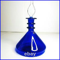 MCM VTG Blenko Cobalt Blue Art Glass Decanter # 8611 Designed By Dan Shepherd