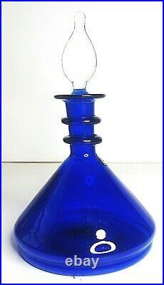 MCM VTG Blenko Cobalt Blue Art Glass Decanter # 8611 Designed By Dan Shepherd