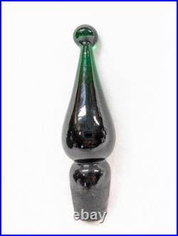 MCM Vintage Blenko Green Crackle Glass Decanter with Stopper