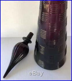 MCM Vintage Decanter Genie Bottle Rossini Empoli Italy Purple Amethyst 26