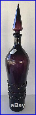 MCM Vintage Genie Bottle Decanter Rossini Empoli Italy Purple Amethyst 19